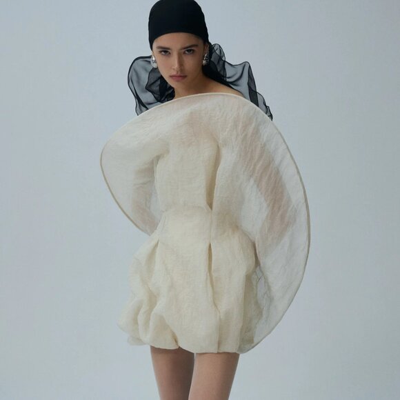 Magda Butrym Strapless Sculptural Mini Dress, Size 34 - Picture 1 of 6